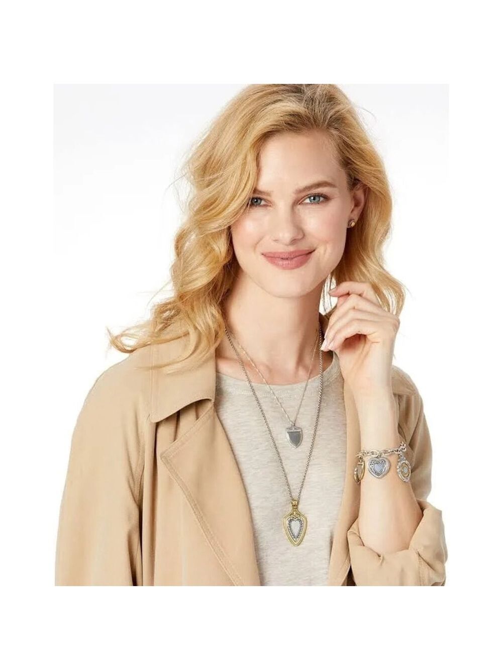Brighton Medaille Crest Shield Reversible Necklace Gold Silver
